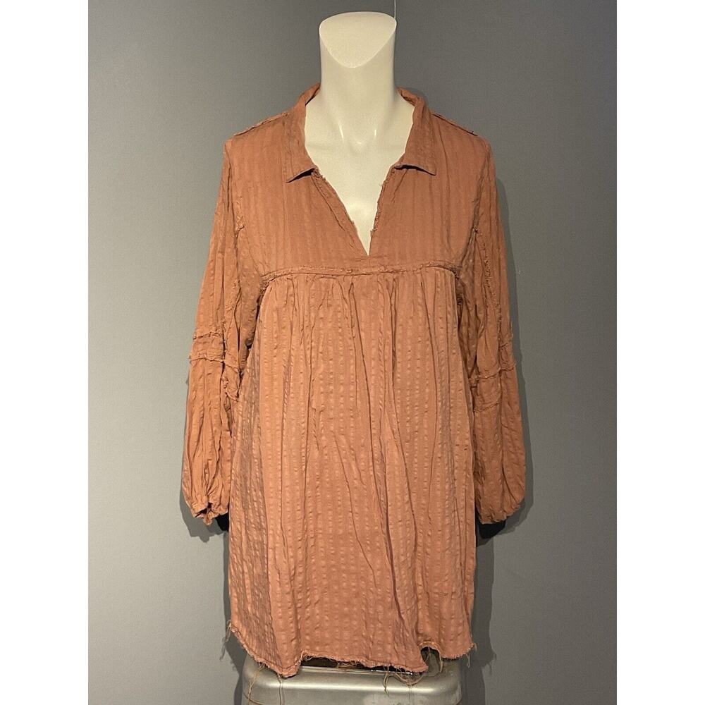 Meritt Tunic Boho 3/4th Sleeve Top Women’s Size Small Burnt Orange